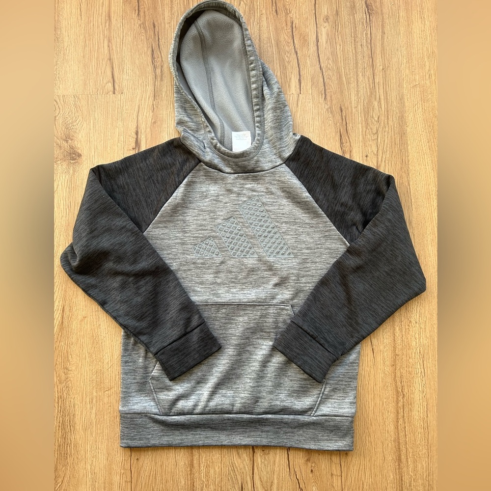 Boys Adidas Two-Tone Gray Fleece Lined Hoodie Size Medium